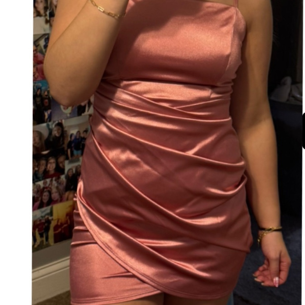 Honey and Rosie Pink Satin Mini Dress